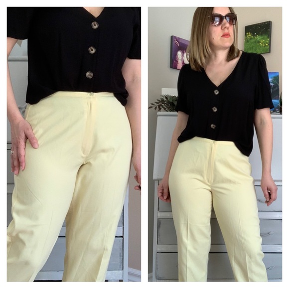 Vintage Pants - 4/$20☀️ Vintage Pale Yellow High Waisted Pants